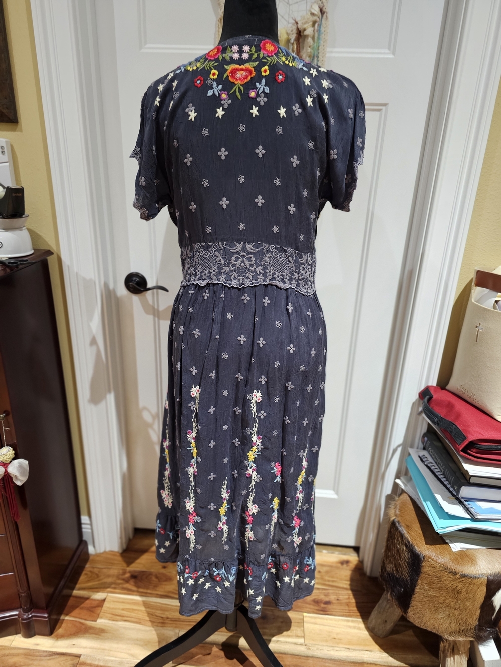 Johnny Was 'SABINE' Maxi Dress with Multi-Color Floral Embroidery, NWT - Picture 4 of 9